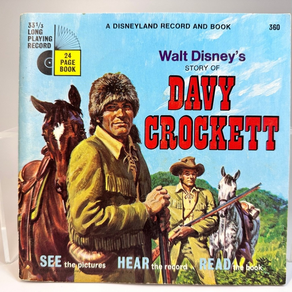 Walt Disney's Story of Davy Crockett 7" 33 LPR Vinyl Record & 24 Page Book 1971